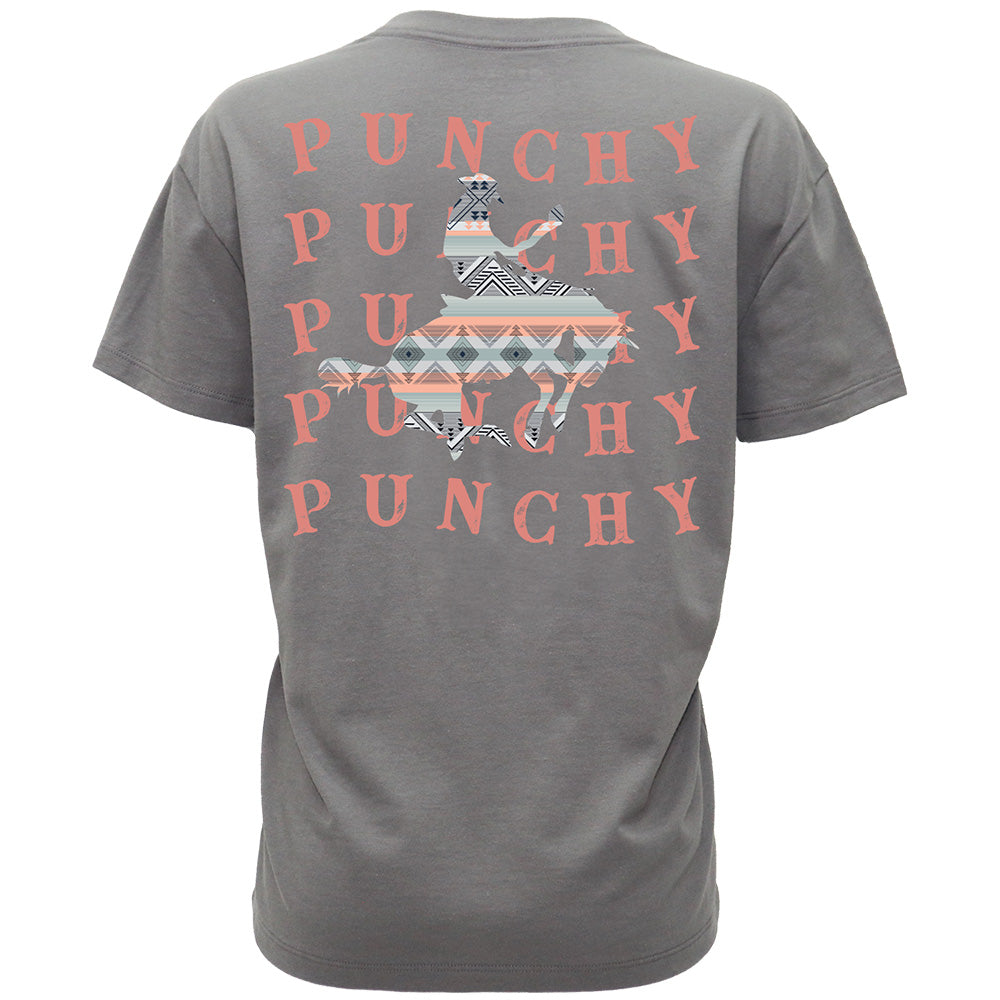 "Mustang" T-shirt Dark Grey w/Pink & Aztec