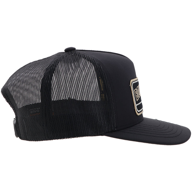 right side of solid black Purdue x Hooey hat