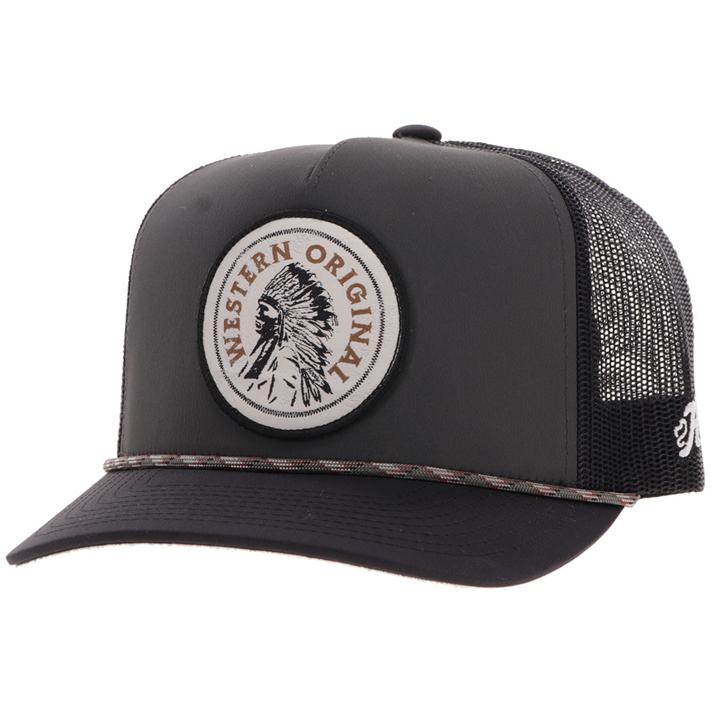 "Quanah" Hat Charcoal/Black w/Black & White Circle Patch