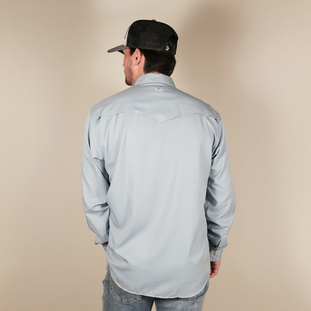 "Sol" Grey Long Sleeve Pearl Snap Shirt