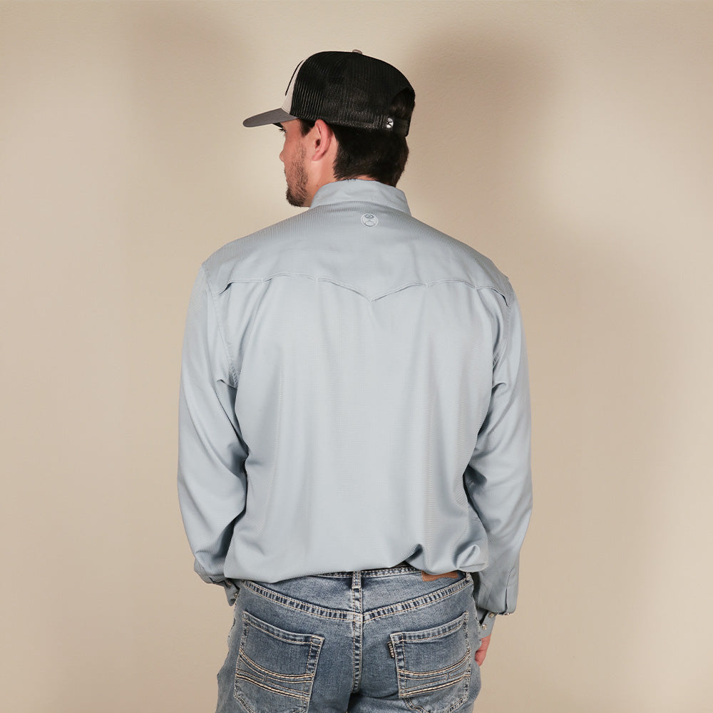 "Sol" Grey Long Sleeve Pearl Snap Shirt