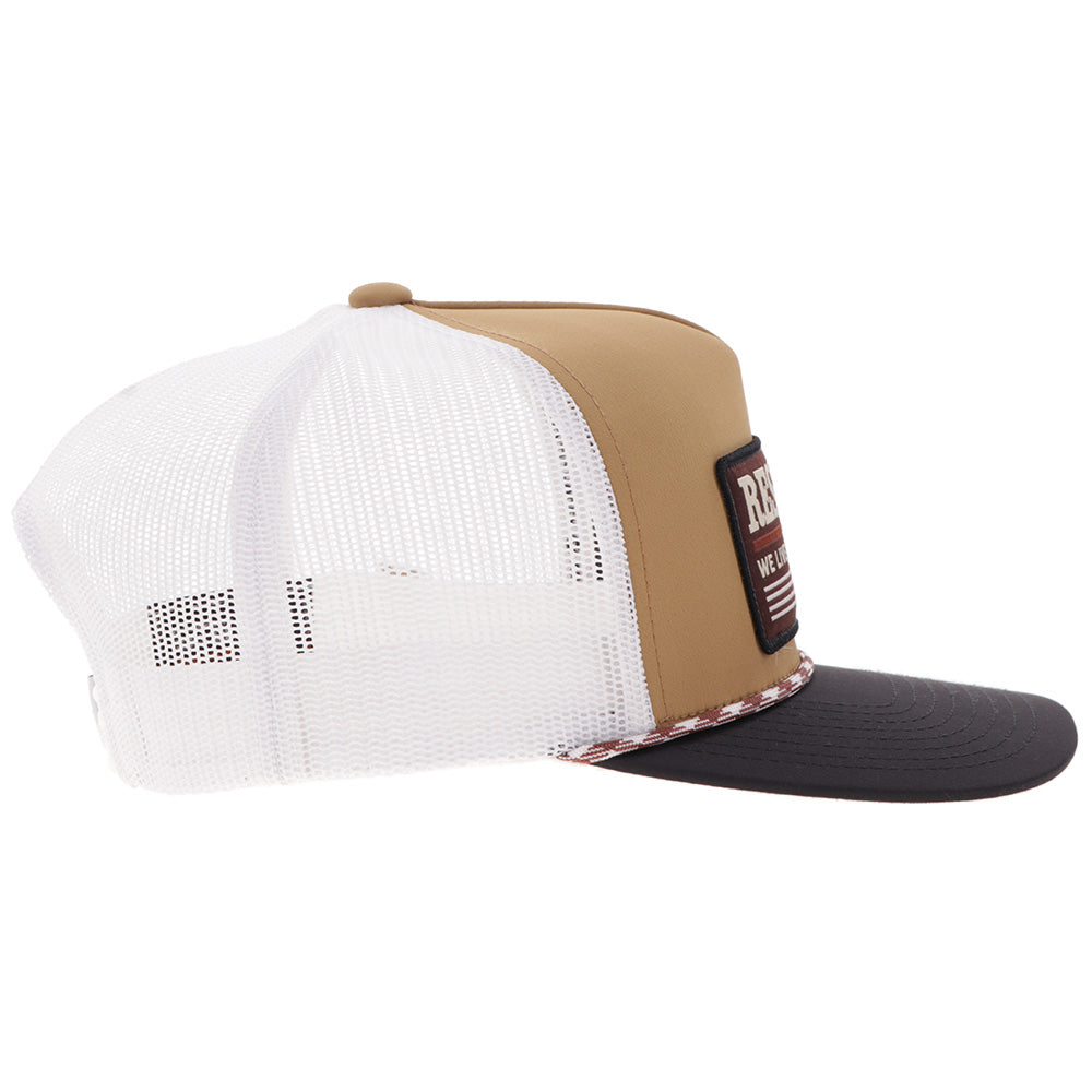 "Resistol" Hat Tan & White w/Black & Red Patch