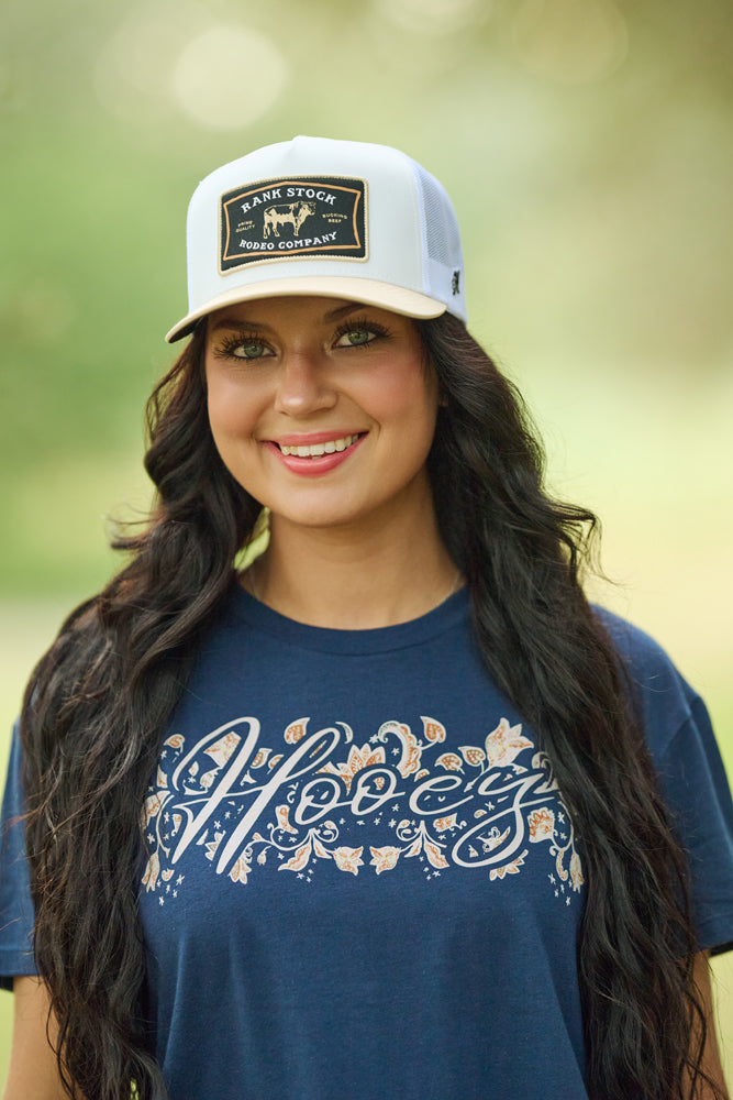 Rank Stock  5-Panel Trucker Snapback Hat White/Tan