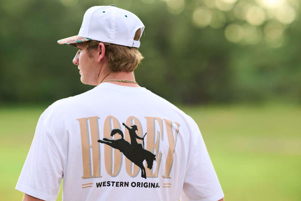 "Wild Ride" T-shirt White w/Tan & Black Hooey Logo