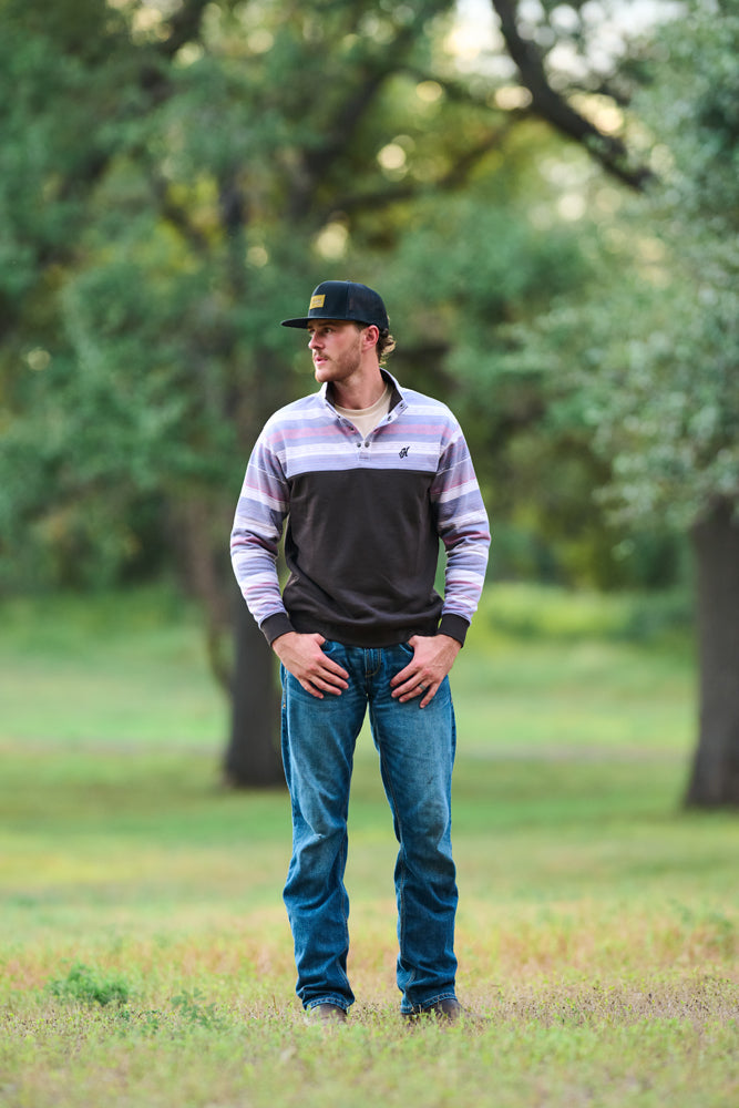 Stevie Pullover Brown/Stripe Pattern