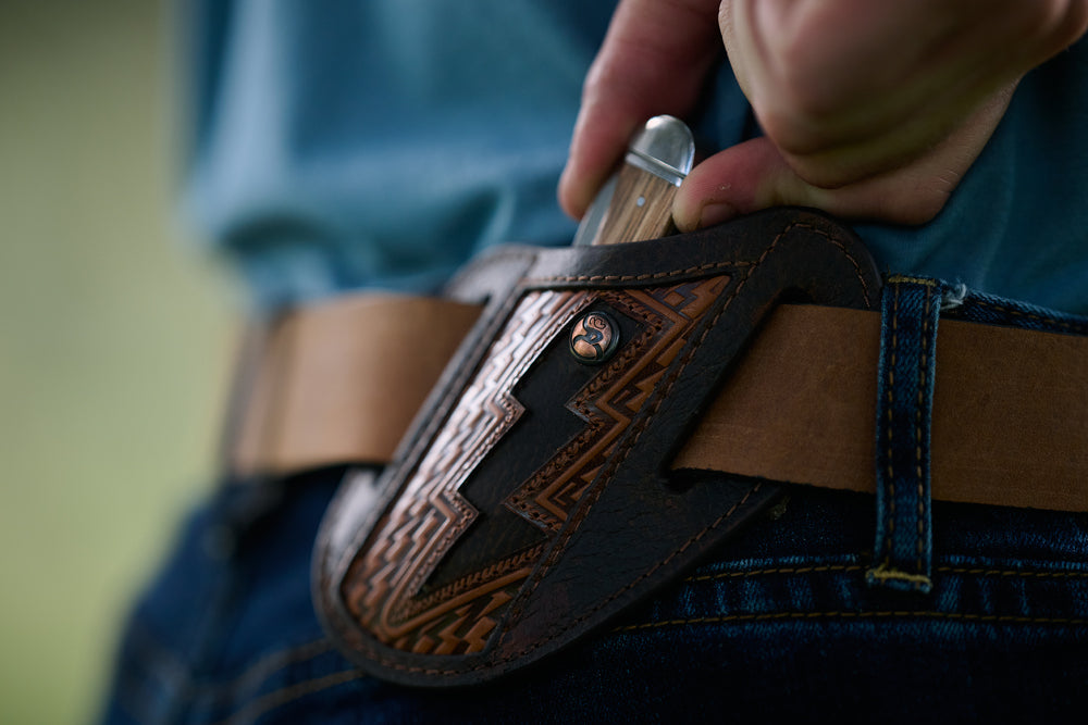 Zemi Leather Pancake Knife Sheath Tan/Brown