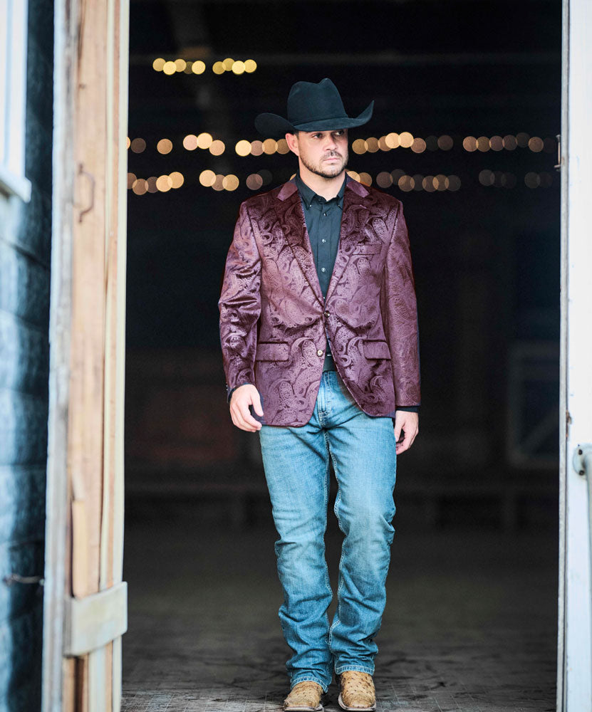 Hooey Sport Coat Maroon Paisley