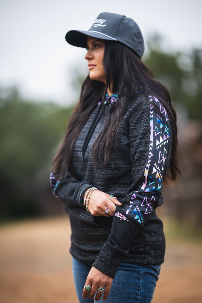 "Canyon" Black w/Aztec Pattern Hoody