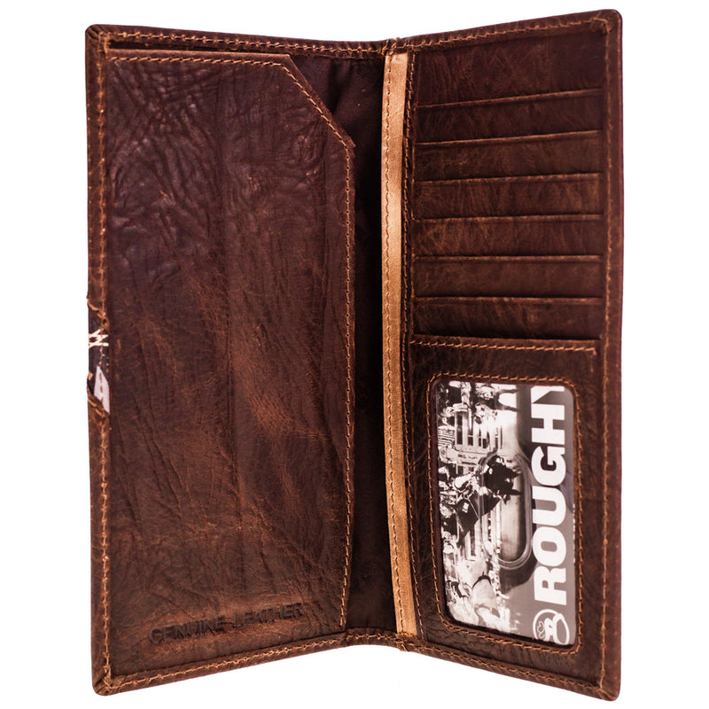 interior of dark brown Hooey bi-fold wallet