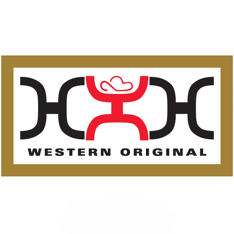 gold, red, and black "western original" logo