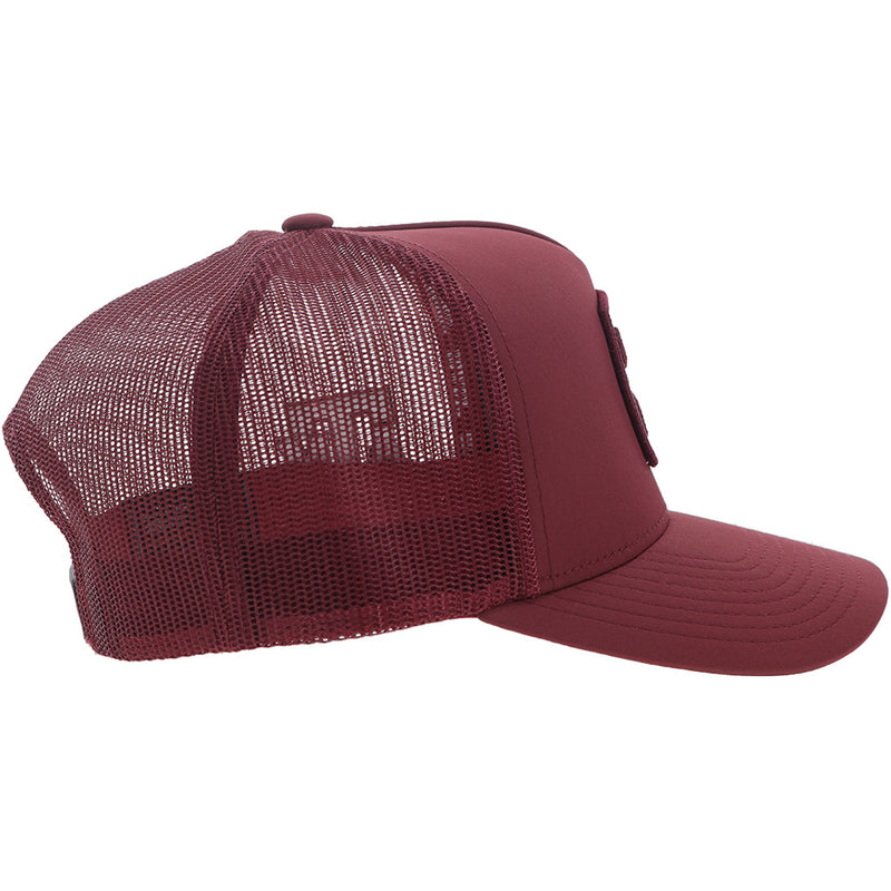 right side of maroon ATM hat