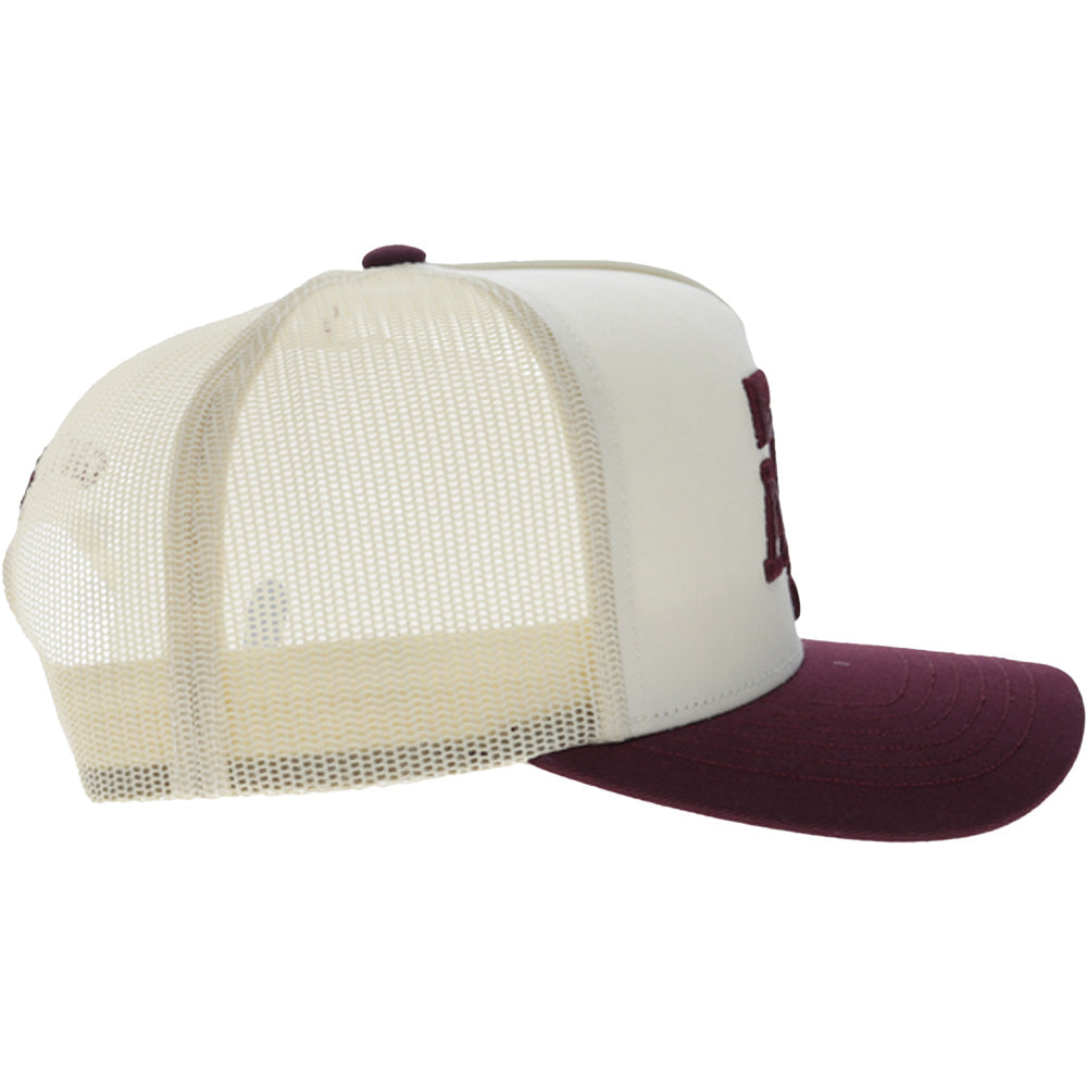 Texas A&M 5-Panel Trucker Snapback Hat Cream/Maroon