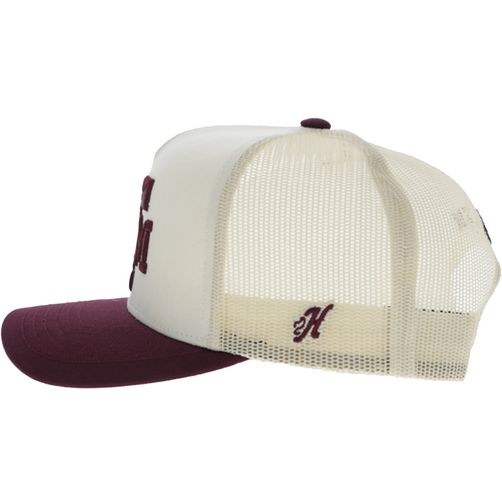 Texas A&M 5-Panel Trucker Snapback Hat Cream/Maroon