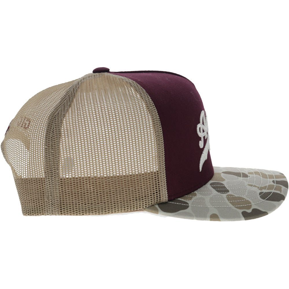 Texas A&M 5-Panel Trucker Snapback Hat Maroon/Camo