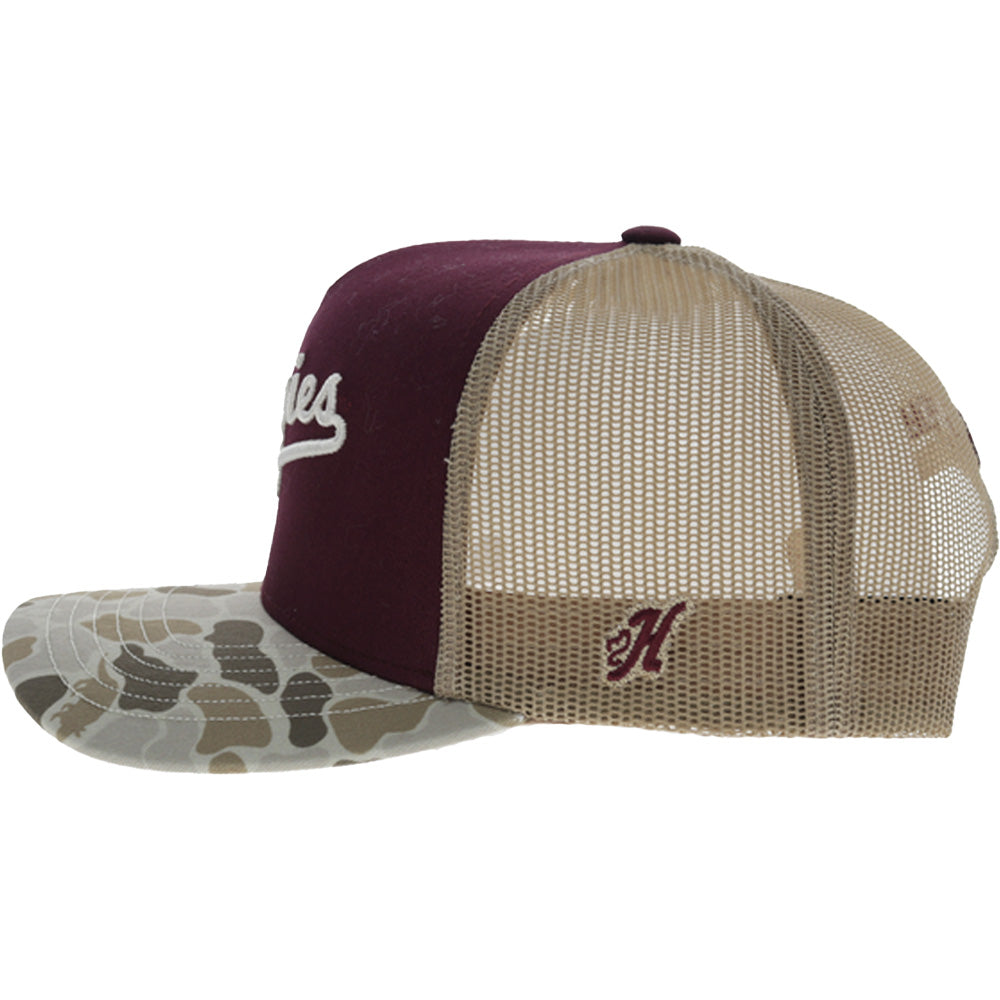 Texas A&M 5-Panel Trucker Snapback Hat Maroon/Camo