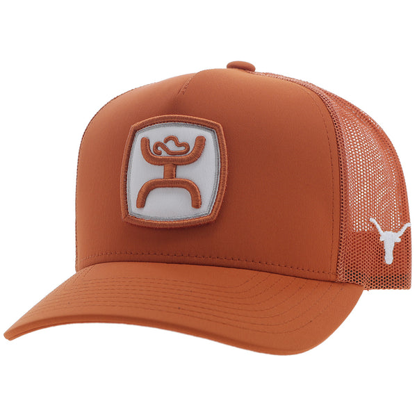 profile of orange hooey hat