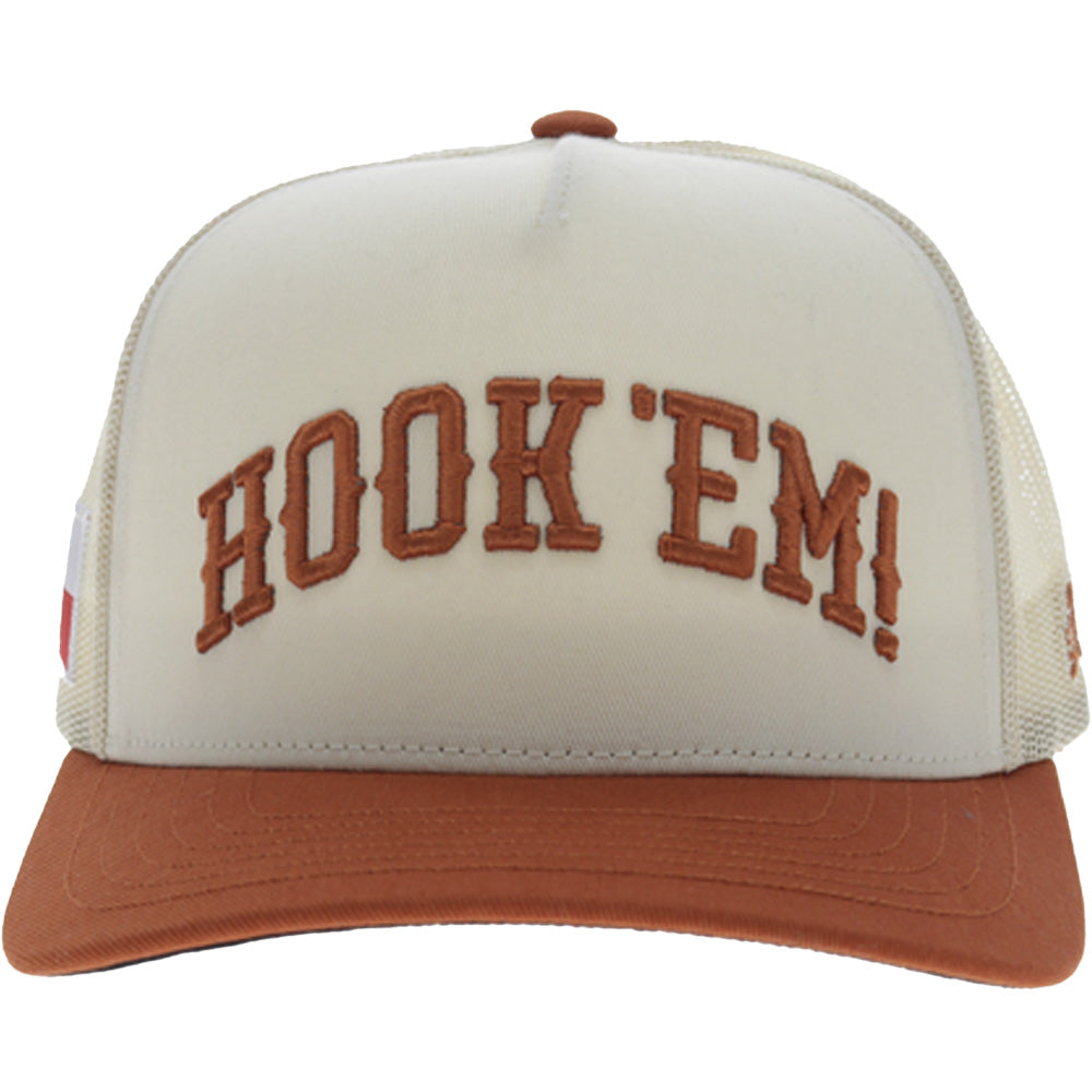 University Of Texas 5-Panel Trucker Snapback Hat Cream/Orange