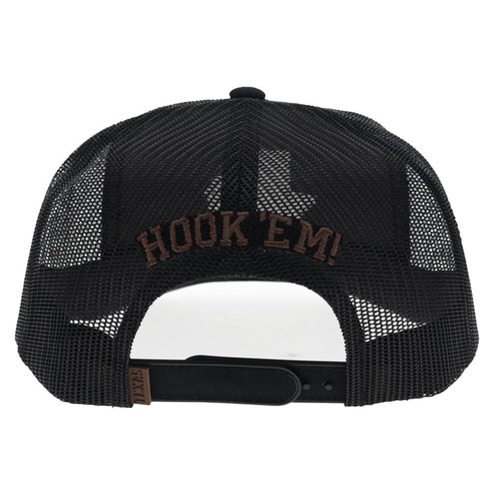 University Of Texas 5-Panel Trucker Snapback Hat Black/Leather