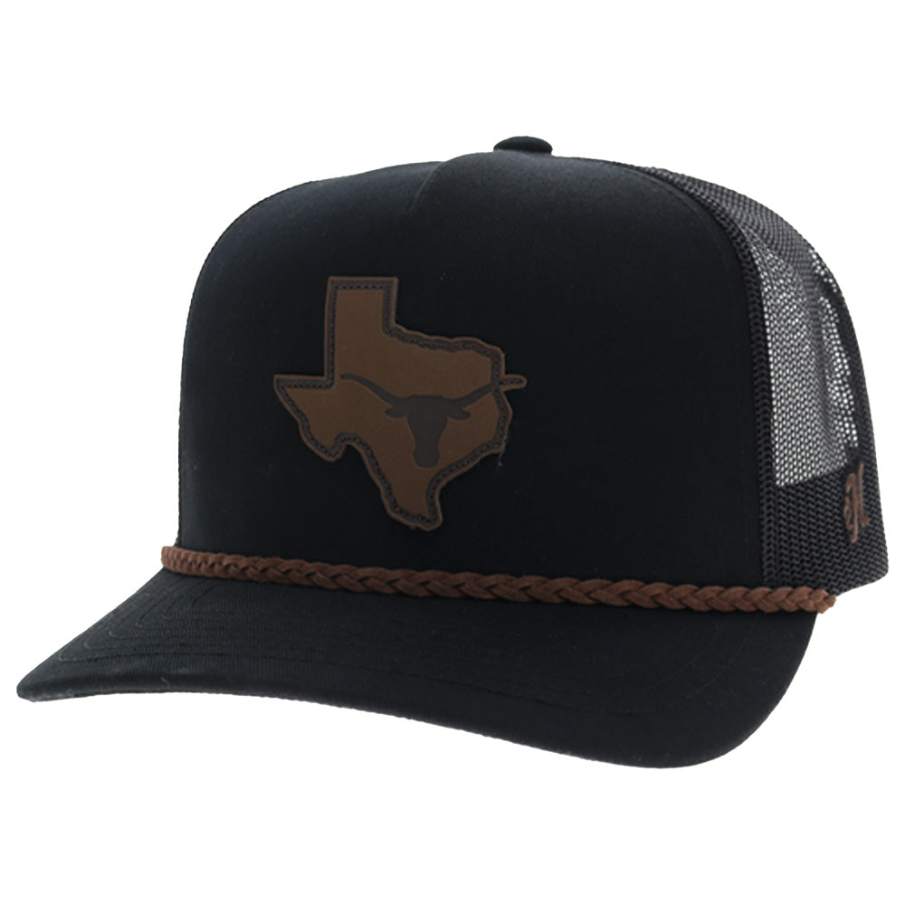 University Of Texas 5-Panel Trucker Snapback Hat Black/Leather