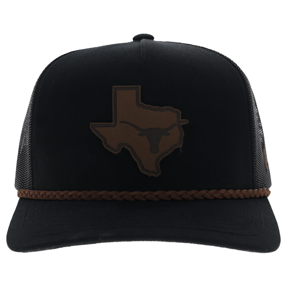 University Of Texas 5-Panel Trucker Snapback Hat Black/Leather