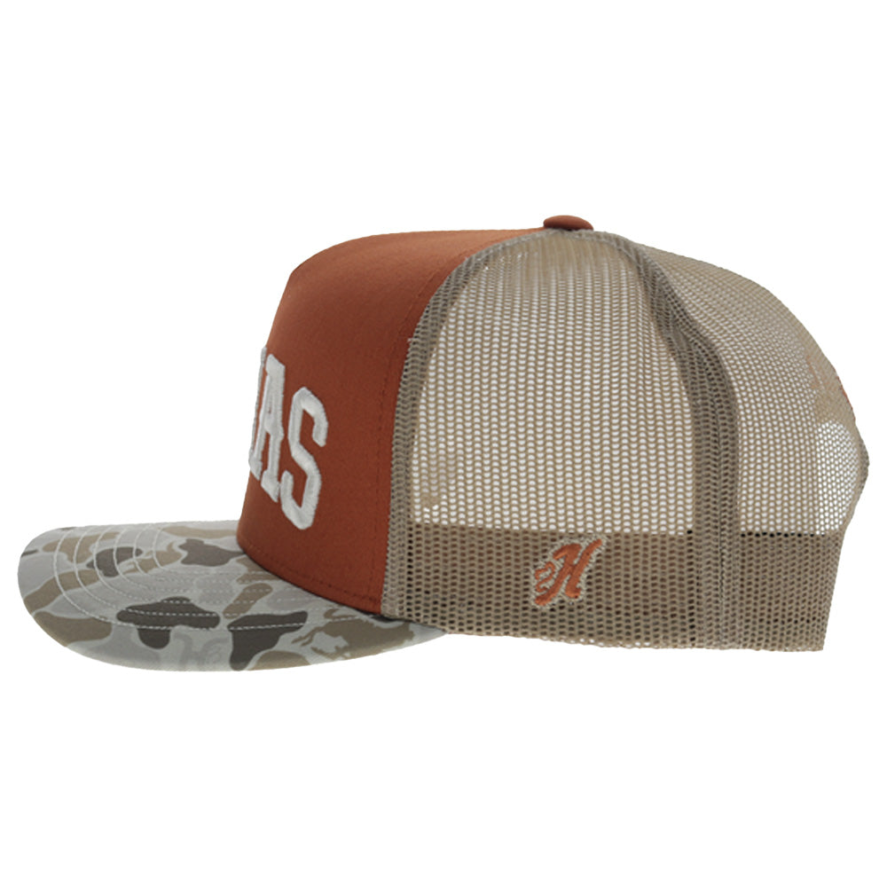 University Of Texas 5-Panel Trucker Snapback Hat Orange/Camo