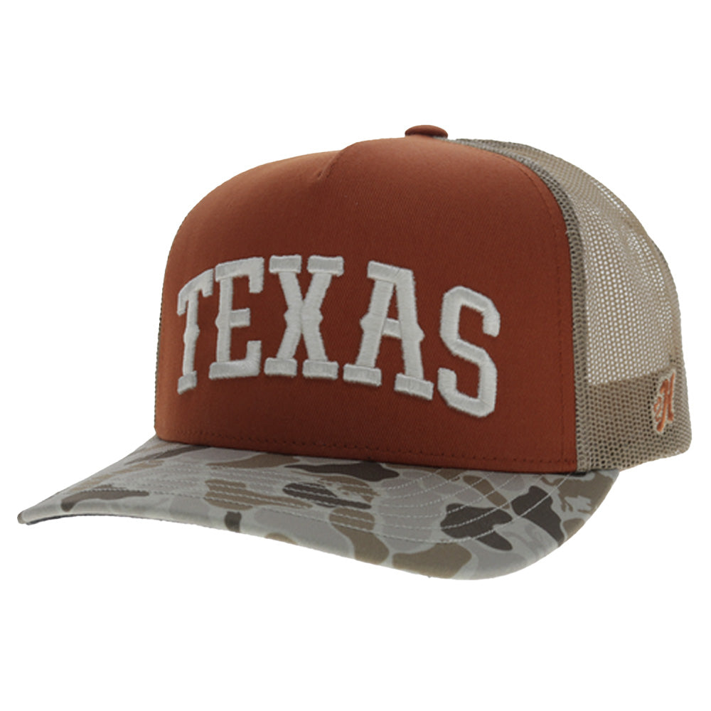 University Of Texas 5-Panel Trucker Snapback Hat Orange/Camo