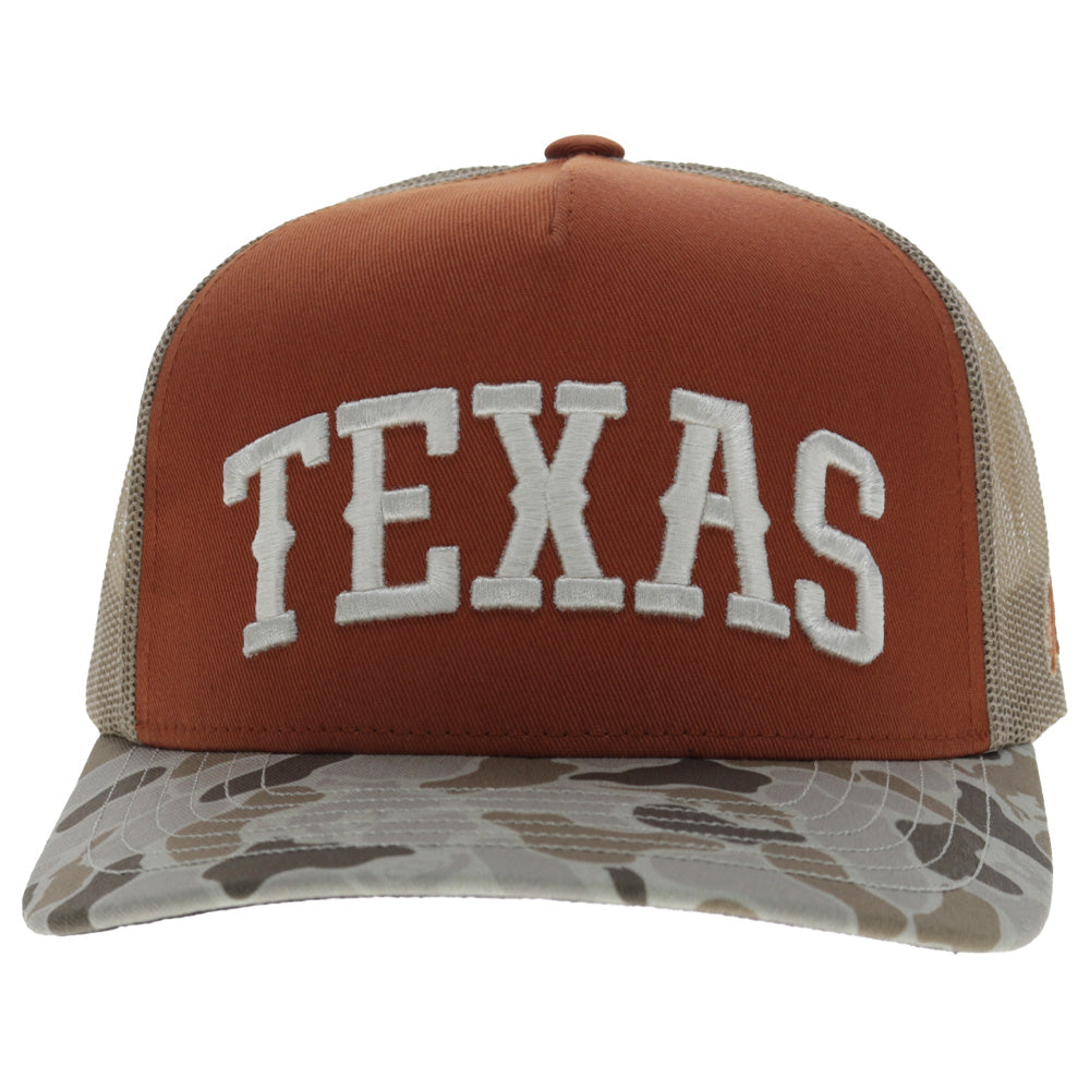University Of Texas 5-Panel Trucker Snapback Hat Orange/Camo