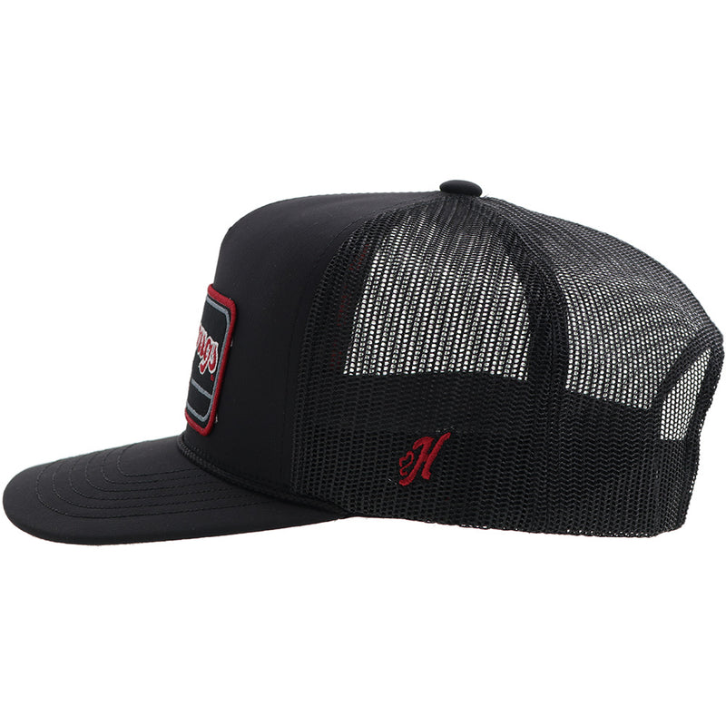 left side of hooey x Washington hat with red embroidered H logo