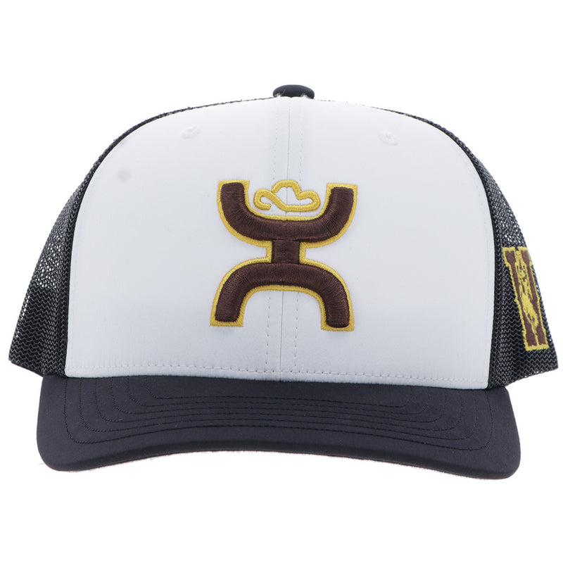 University Of Wyoming Hat White/Black w/Brown & Yellow Hooey Logo