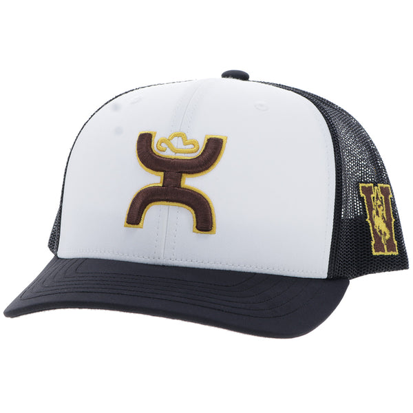 University Of Wyoming Hat White/Black w/Brown & Yellow Hooey Logo