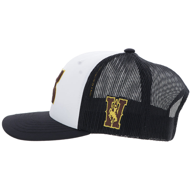 University Of Wyoming Hat White/Black w/Brown & Yellow Hooey Logo