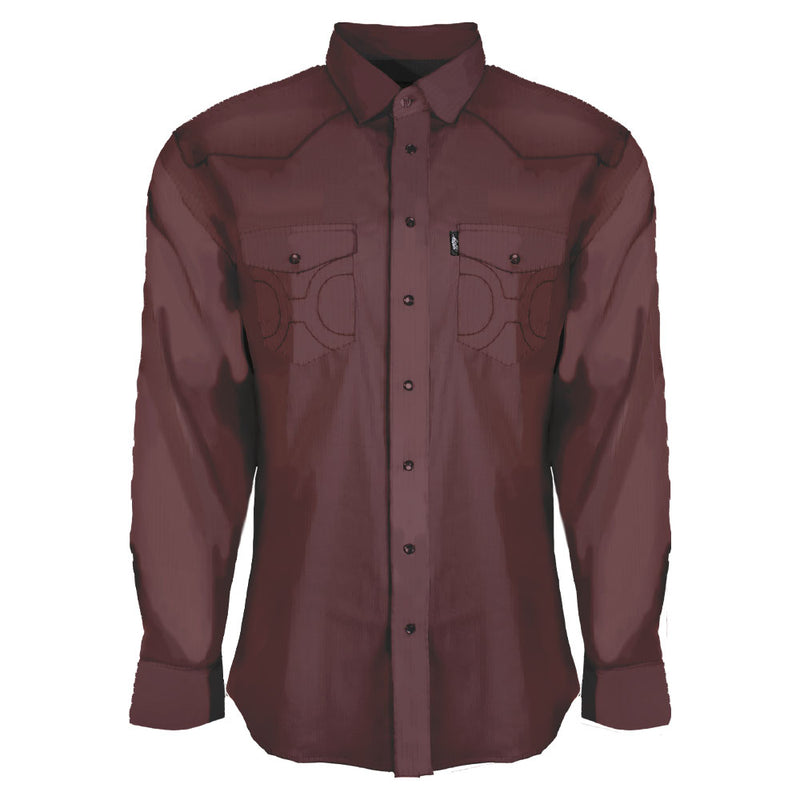 "Dos Sol" Long Sleeve Pearl Snap Shirt Brown