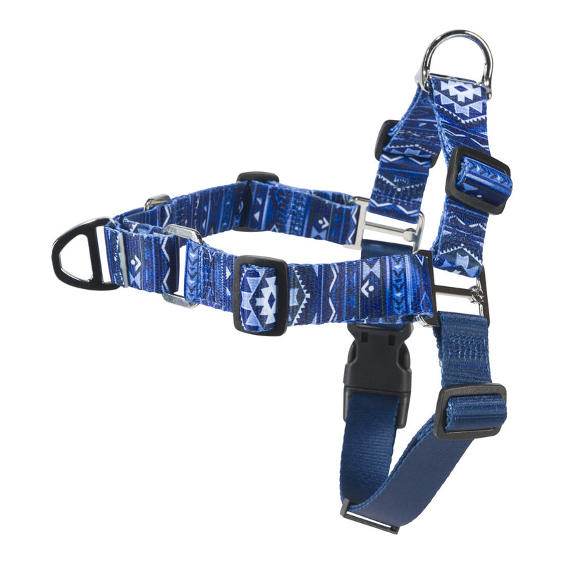 right side view of the ombre aztec pet walking harness