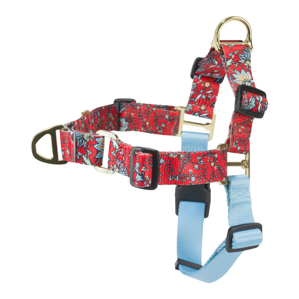 Right side view of the western floral pet walking harness