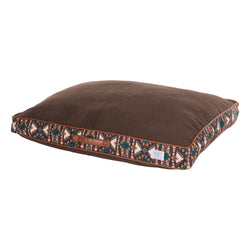 brown with groan and turquoise pattern bet bed