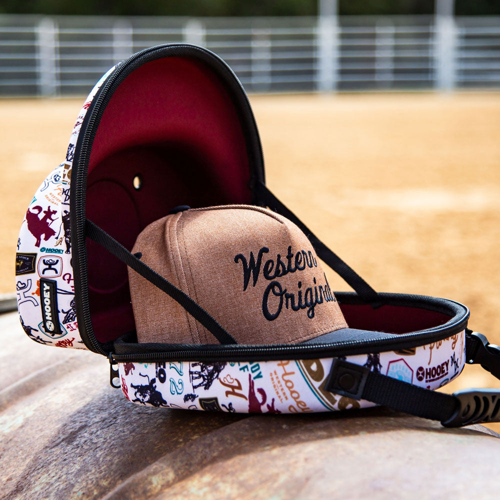 Cap Carrier -Cream w/Black & Burgundy Rodeo Print