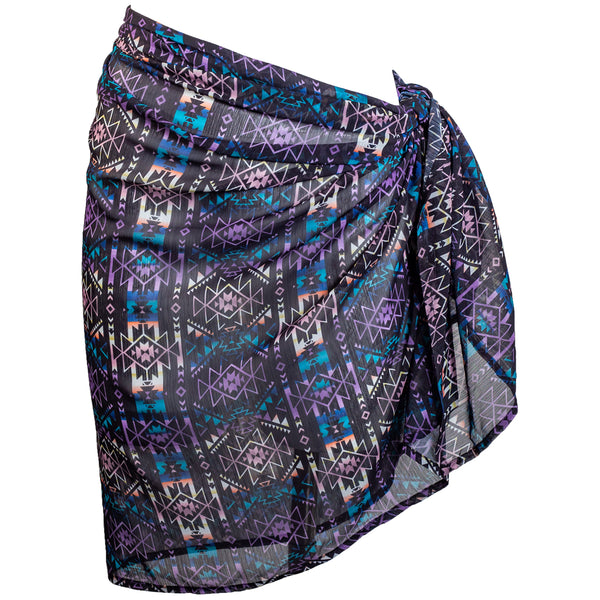 blue, purple, white Aztec pattern swim cover