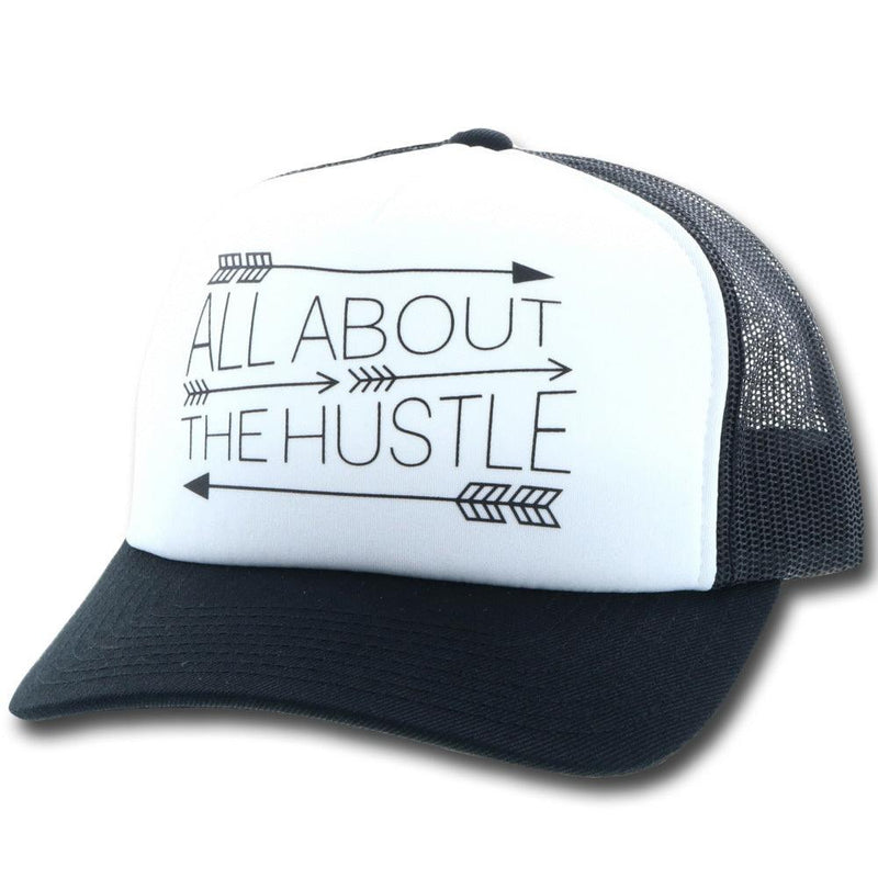 "Hustle" White/Black Hat