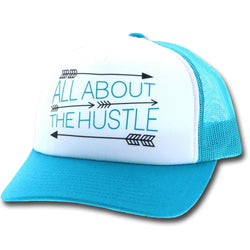 "Hustle" Turquoise/White Hat