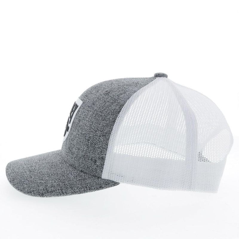 Left side of the Light grey and white "Bronx" hat