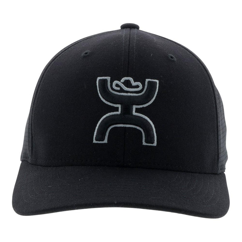 front of Black on black "Ash" Hooey hat with hooey logo