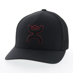 Black on black Coach hat with red and black logo