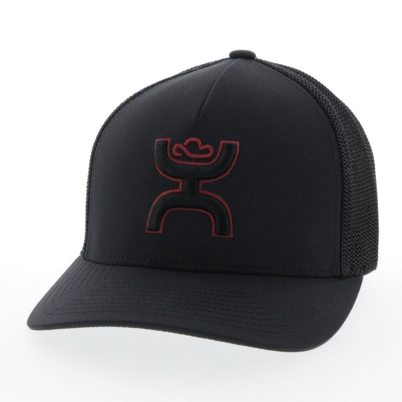 Black on black Coach hat with red and black logo