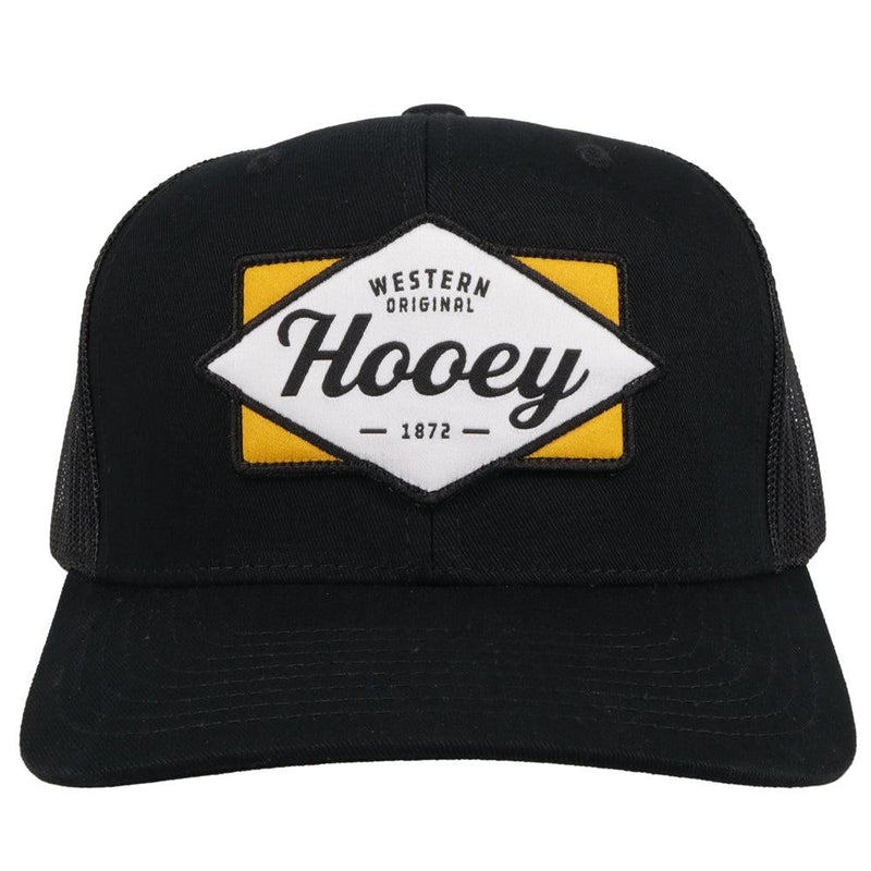 front of the Diamond black on black hat with black, white, and yellow patch