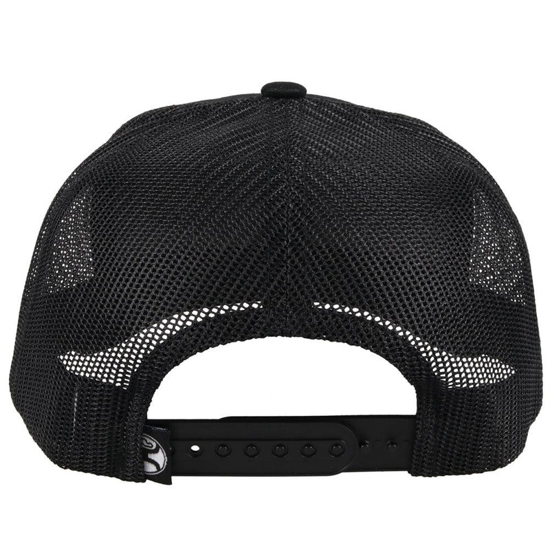 back of the Diamond black on black hat with black, white, and yellow patch