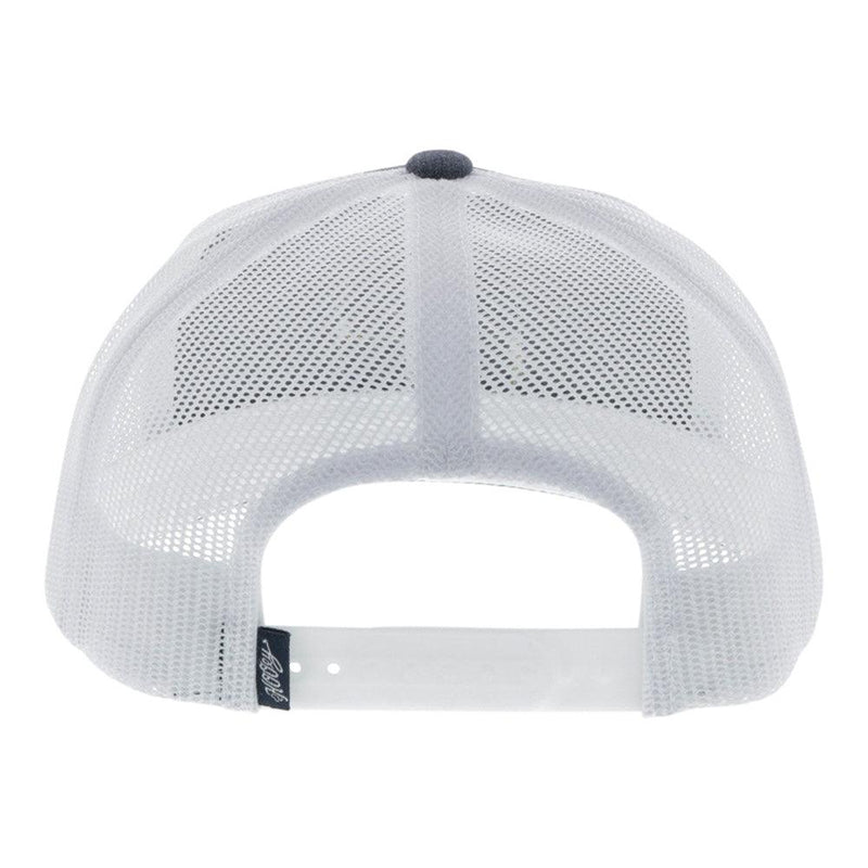 back of the Zenith grey and white hat with white mesh