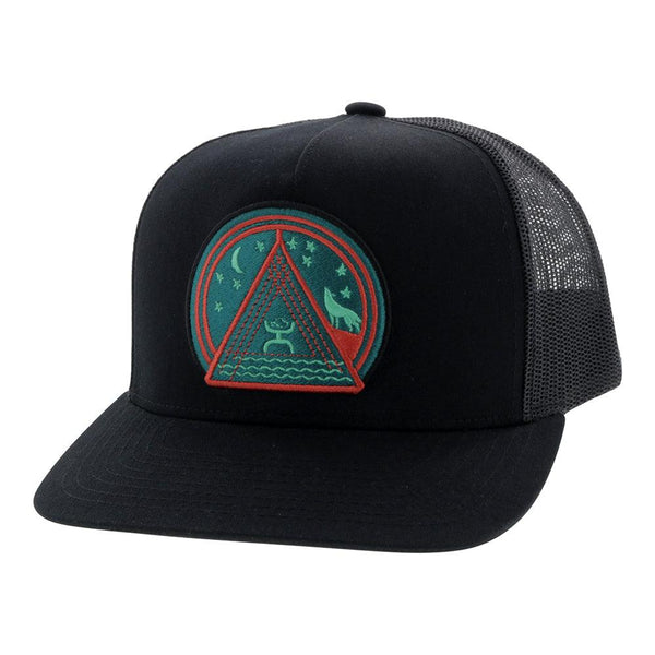 Hooey Music in black with green, teal, and red patch