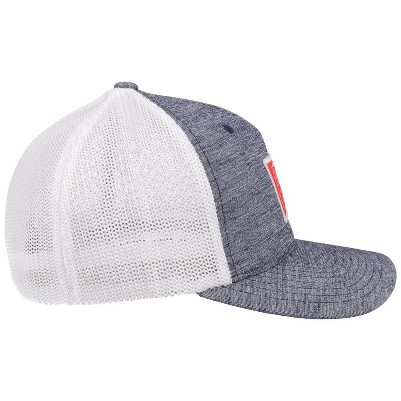 right side of the Doc blue and white hat with red and white patch