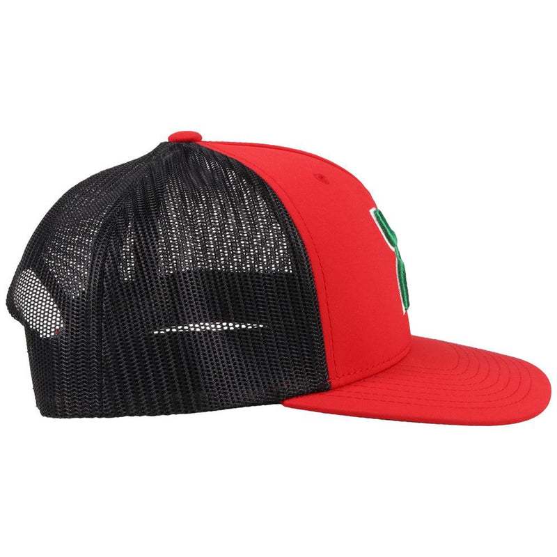 Right side of the Light red and black Boquillas hat
