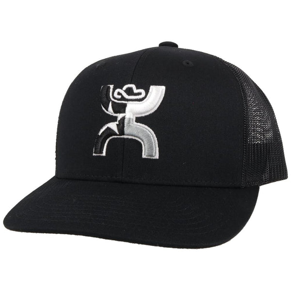Youth black Texican hat with grey, white, black flag Hooey logo
